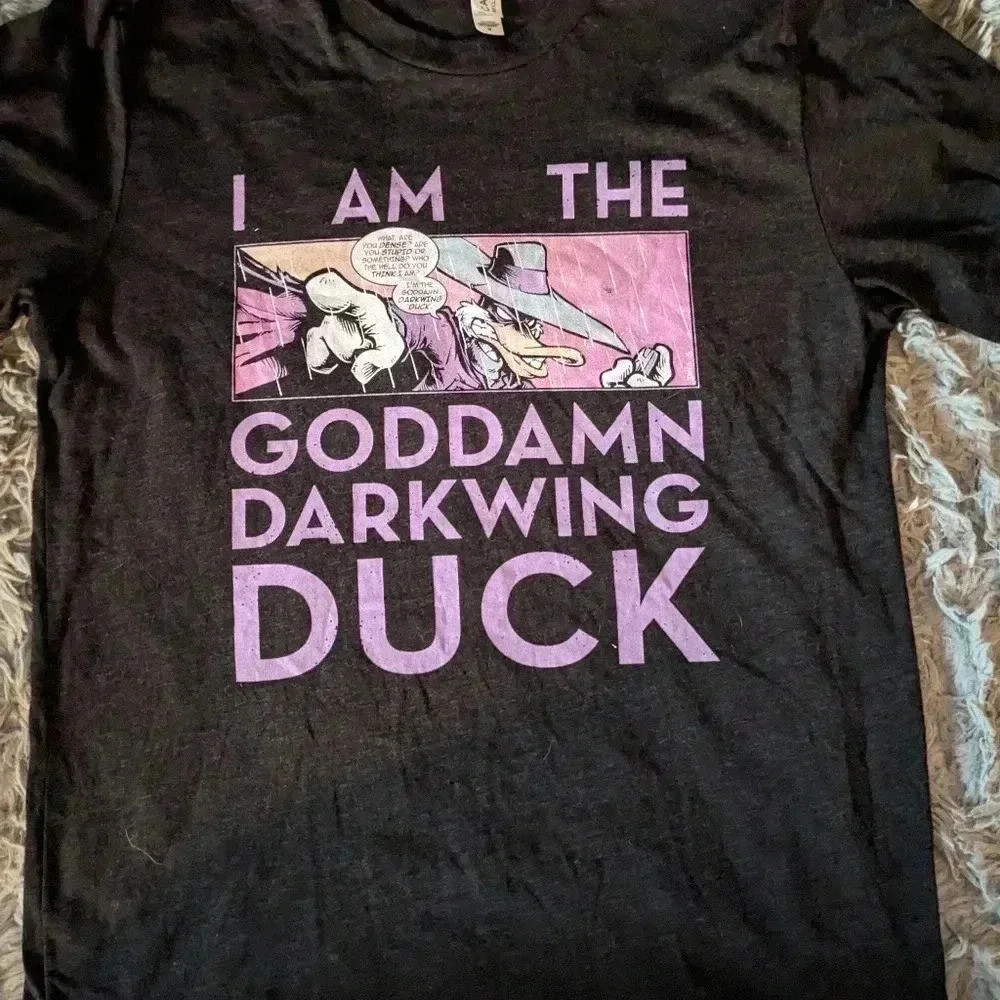 Disney Darkwing Duck T Shirt Cotton Black Size Medium Woman's Fit